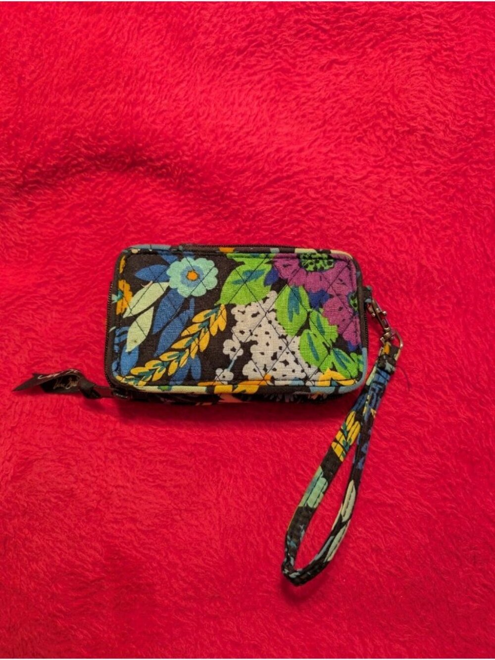 Vera Bradley Wristlet Wallet Lilli Bell Floral Quilted Cotton Phone Case Zip ID